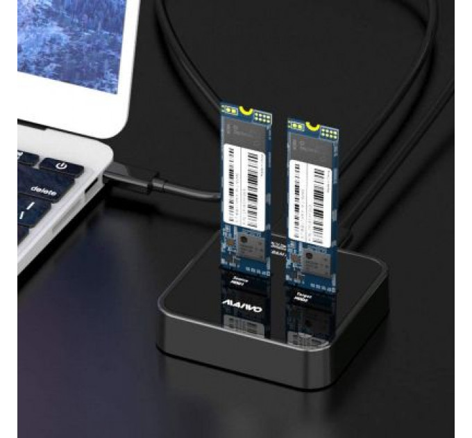 Док-станція для накопичувачів Maiwo 2*NVMe M.2 SSD Key M/B+M USB 3.1 Gen2 Type-C (K3016P)