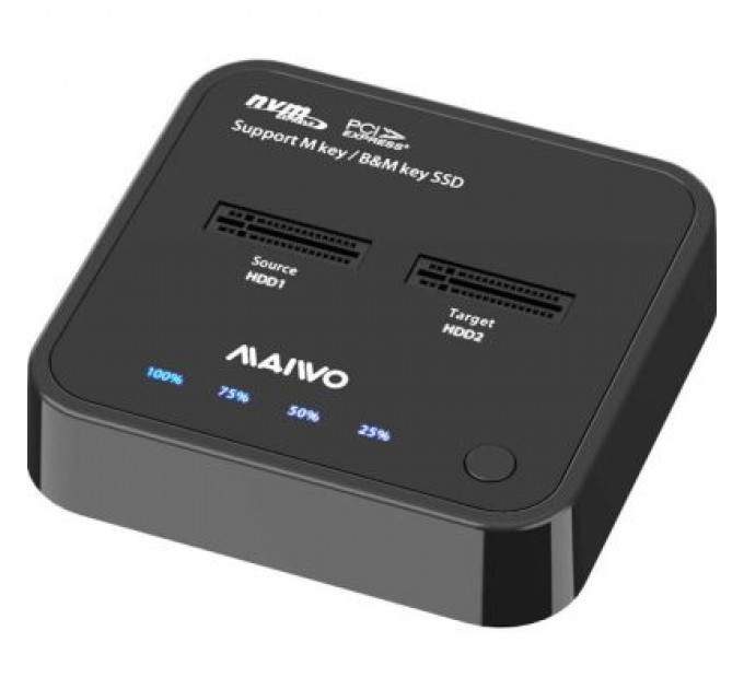 Док-станція для накопичувачів Maiwo 2*NVMe M.2 SSD Key M/B+M USB 3.1 Gen2 Type-C (K3016P)