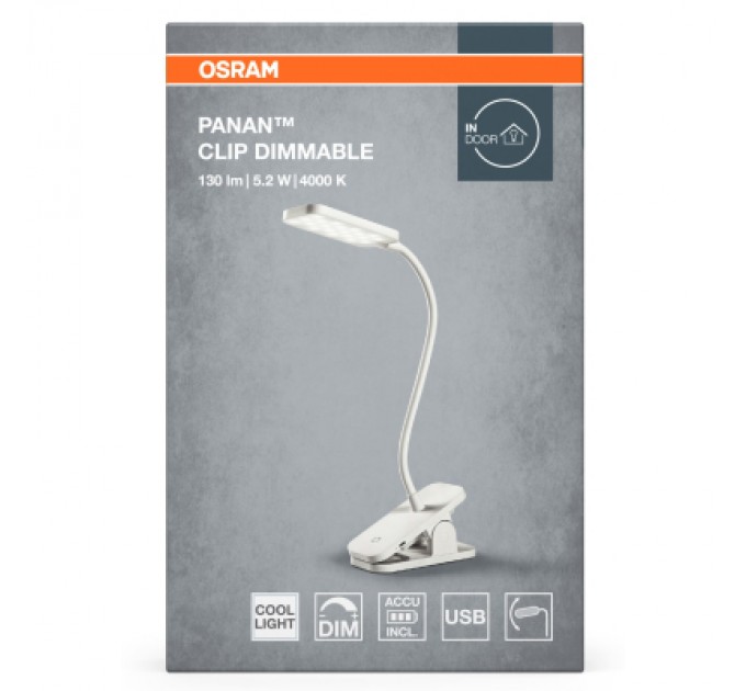 Настільна лампа Osram PANAN CLIP SQUARE DIM USB WT (4099854507496)