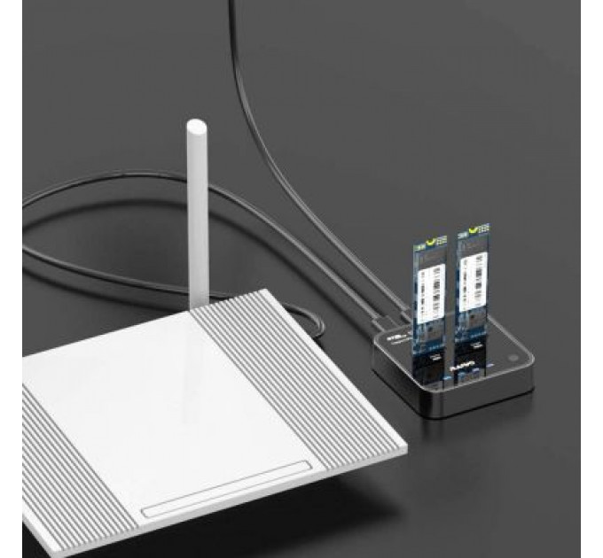 Док-станція для накопичувачів Maiwo 2*NVMe M.2 SSD Key M/B+M USB 3.1 Gen2 Type-C (K3016P)