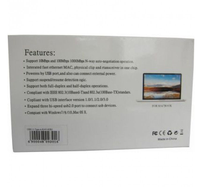 Концентратор Dynamode USB 3.0 Type-A - RJ45 Gigabit Lan, 3*USB 3.0 (USB3.0-Type-A-RJ45-HUB3)