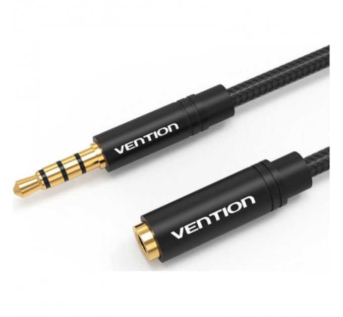Кабель мультимедійний 3.5mm M to 3.5mm F 1.0m black Vention (BHBBF)