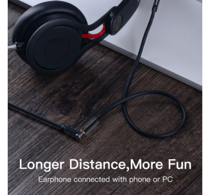 Кабель мультимедійний 3.5mm M to 3.5mm F 1.0m black Vention (BHBBF)