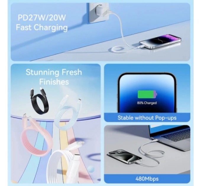 Дата кабель USB-C to Lightning 2.0m 3A black Vention (LAKBH)