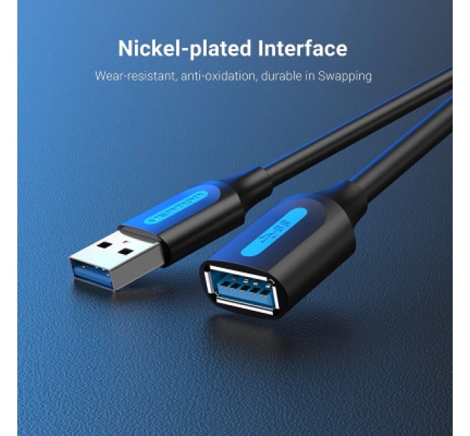 Дата кабель USB 3.0 AM/AF 1.0m black Vention (CBHBF)