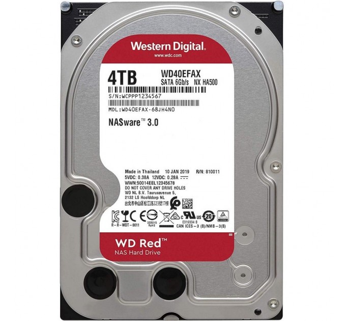 Накопичувач HDD SATA 4.0TB WD Red 5400rpm 256MB (WD40EFAX)