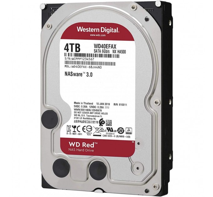 Накопичувач HDD SATA 4.0TB WD Red 5400rpm 256MB (WD40EFAX)