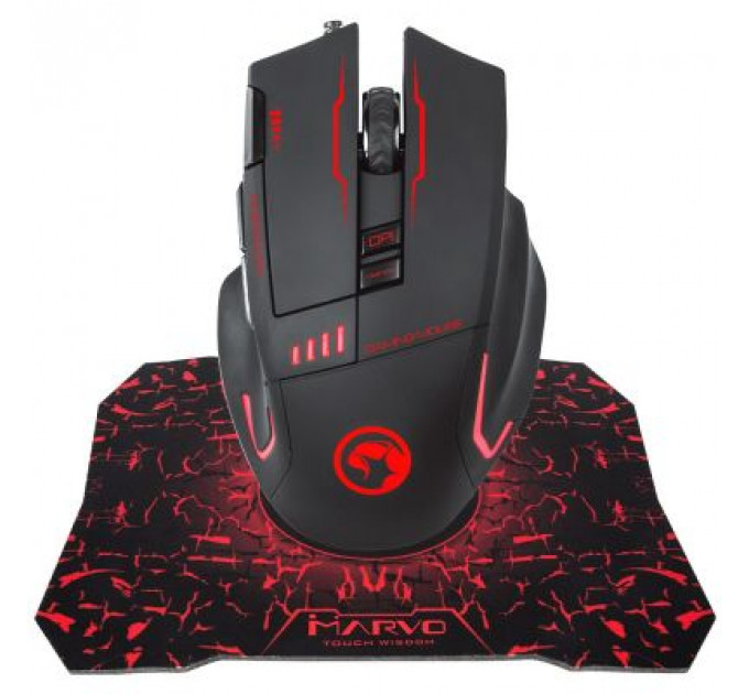 Мишка Marvo G909L USB з ігровою поверхнею G1 Black (G909L+G1)