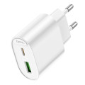 HOCO Мережевий зарядний пристрій Hoco C109A 1USB-C/1USB PD/QC 20W White (6942007656719)