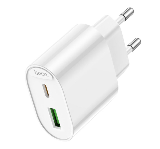 HOCO Мережевий зарядний пристрій Hoco C109A 1USB-C/1USB PD/QC 20W White (6942007656719)
