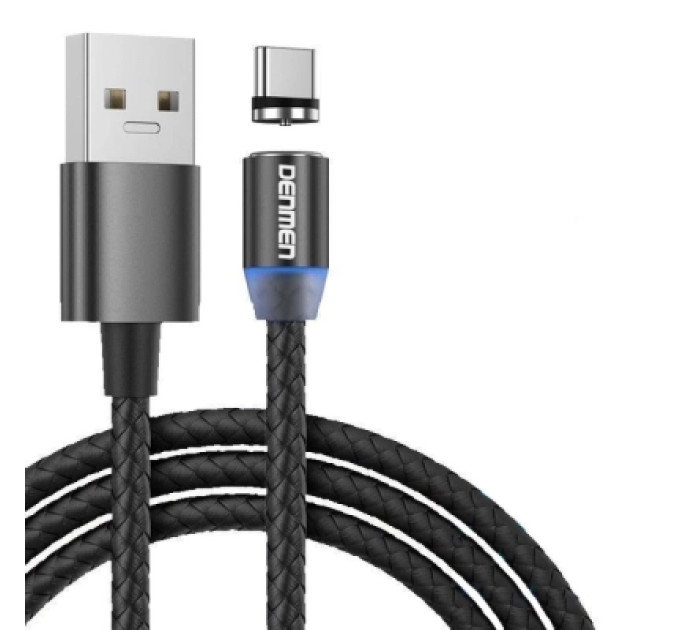 Denmen Дата кабель USB 2.0 AM to USB-C magnetic black Denmen (DN-D09T-BK)
