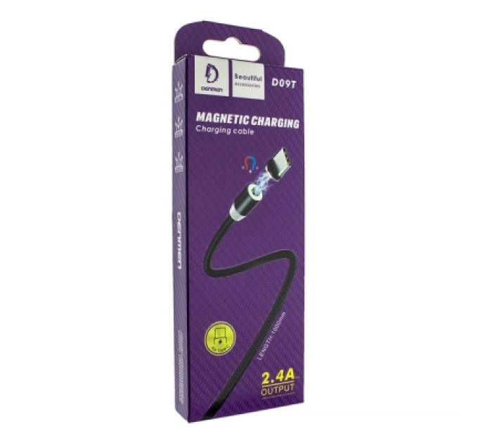 Denmen Дата кабель USB 2.0 AM to USB-C magnetic black Denmen (DN-D09T-BK)