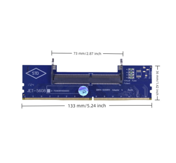 Dynamode Конвертор Dynamode DDR4 Laptop SO-DIMM to Desktop DIMM RAM Memory (DM-DDR4-DIMM-Converter)