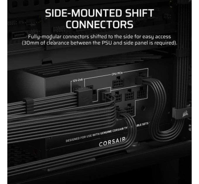 Блок живлення Corsair 1000W RM1000x Shift ATX 3.1 (CP-9020300-EU)