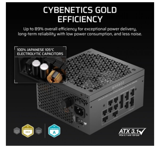 Блок живлення Corsair 1000W RM1000x Shift ATX 3.1 (CP-9020300-EU)