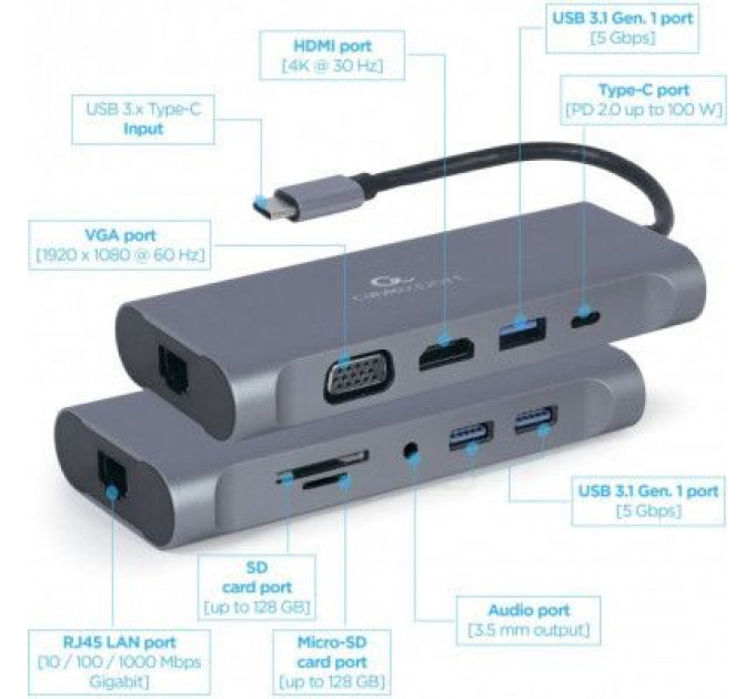 Концентратор Cablexpert USB-C 7-in-1 (A-CM-COMBO7-01)