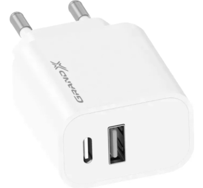 Grand-X Зарядний пристрій Grand-X 1xUSB-C + 1xUSB 10.5W white (CH-21W)