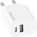 Grand-X Зарядний пристрій Grand-X 1xUSB-C + 1xUSB 10.5W white (CH-21W)