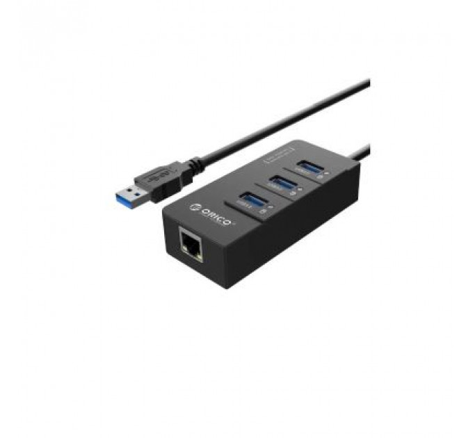 Концентратор Orico USB 3.0 3 port + RJ45 (HR01-U3-V1-BK-BP) (CA912742)