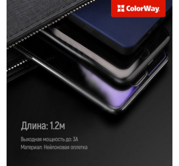 Дата кабель USB 2.0 AM to Lightning + Micro 5P + Type-C 4.0A (20W) ColorWay (CW-CBU3003-GR)
