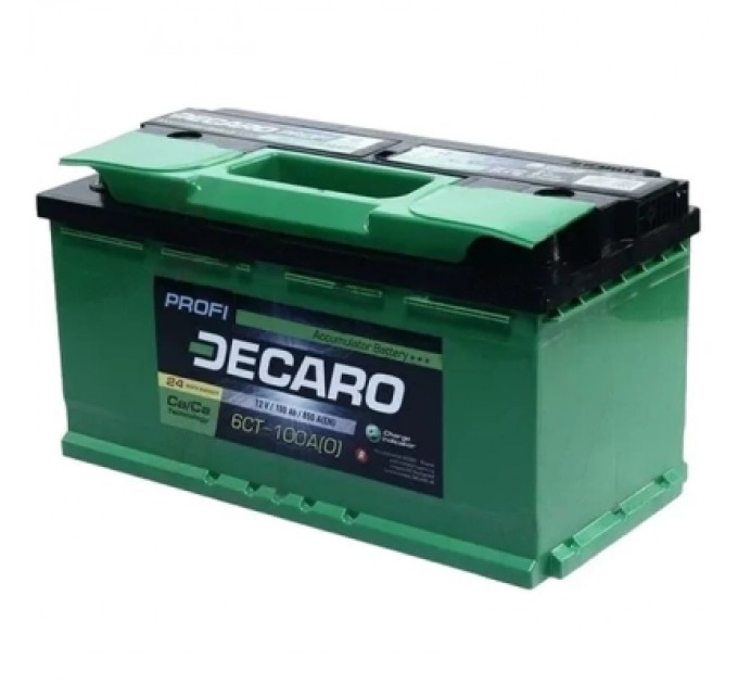 Акумулятор автомобільний DECARO 100Ah-12v PROFI (353х175х190), R, EN850 (6СТ-100 АЗ (0) PRO)