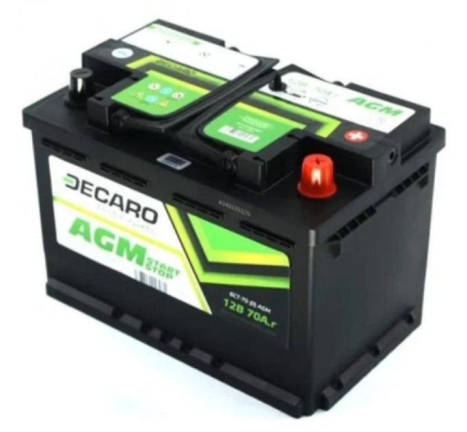 Акумулятор автомобільний DECARO 70Ah-12v AGM Start-Stop (278х175х190), R, EN760 (6СТ-70 (0) AGM)