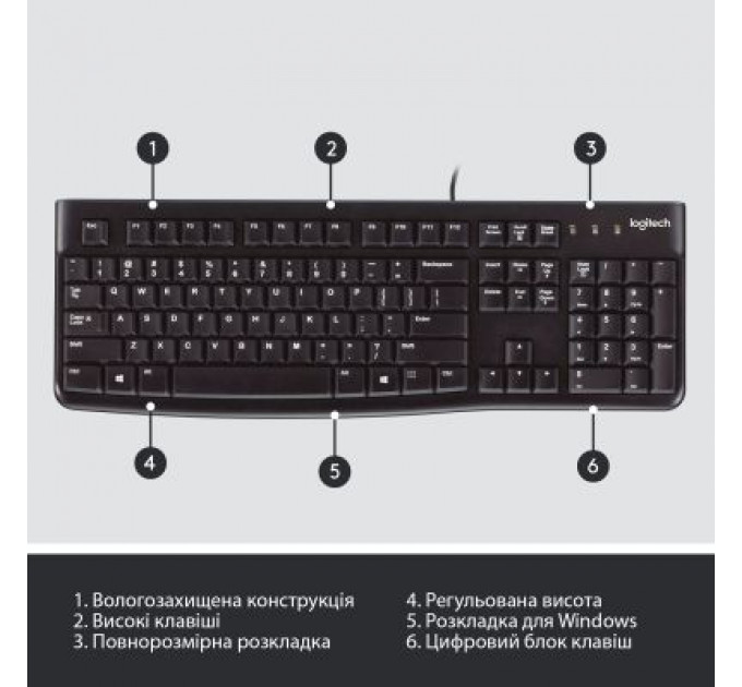 Клавіатура Logitech K120 Ukr (920-002643)