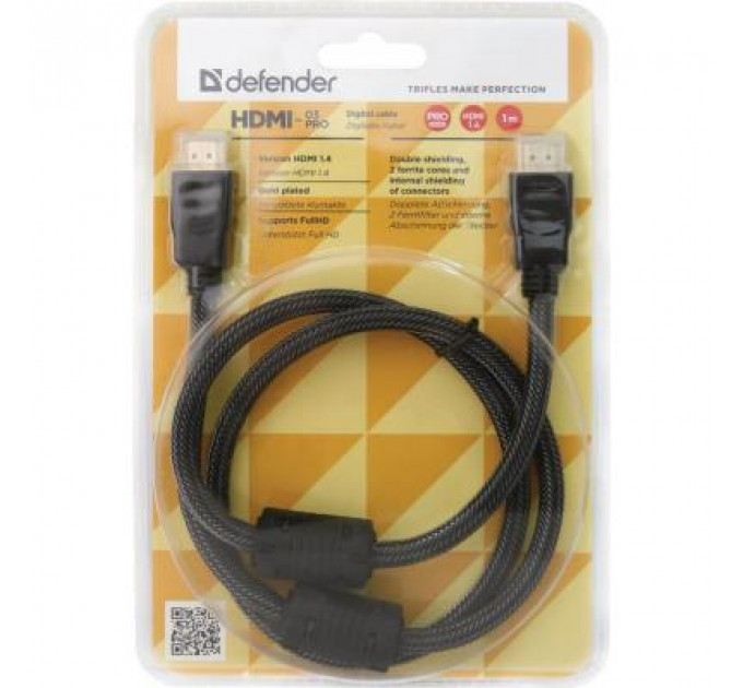 Кабель мультимедійний HDMI to HDMI 1.0m HDMI-03PRO Defender (87340)