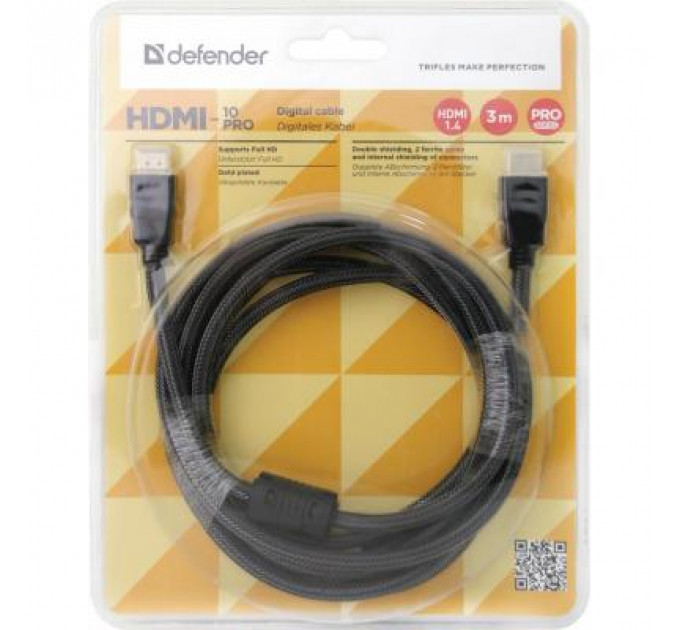 Кабель мультимедійний HDMI to HDMI 3.0m HDMI-10PRO v1.4 Defender (87434)