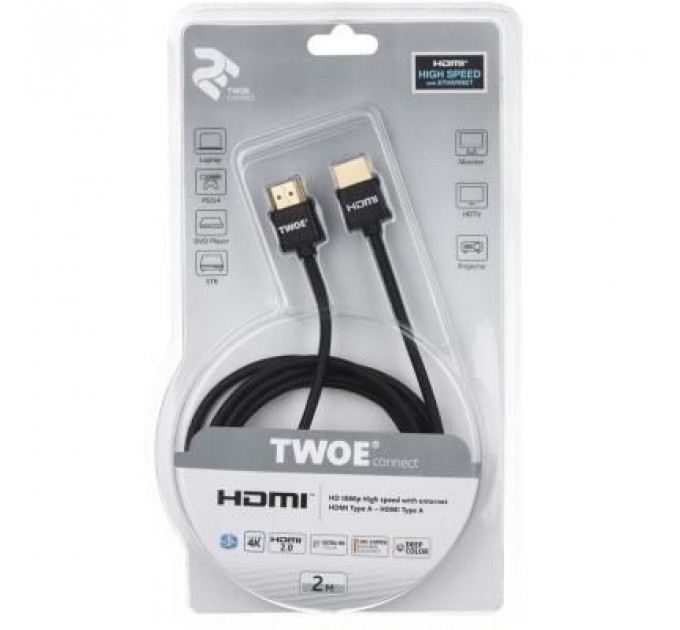 Кабель мультимедійний HDMI to HDMI 2.0m 2E (2EW-1119-2m)