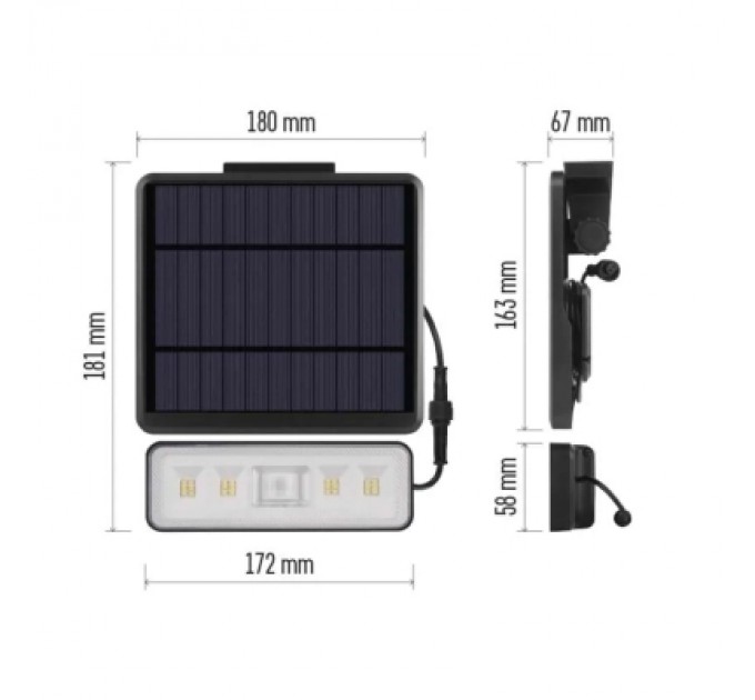 Прожектор EMOS сонячний світлодіодний 1300 лм IP54 4000K PIR (ZG112S)