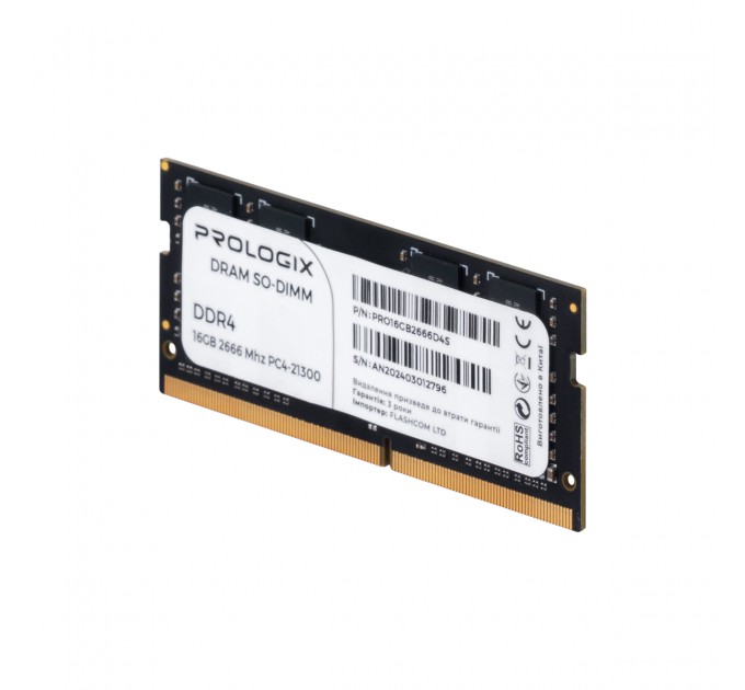 Модуль пам`ятi SO-DIMM 16GB/2666 DDR4 Prologix (PRO16GB2666D4SB)_Bulk