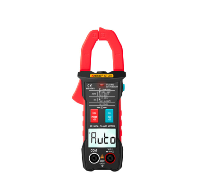 ANENG Токові кліщі ANENG ST207. V (AC/DC), A (AC), Ω, C, Hz, °C (NCV, True RMS). Bluetooth, Data Hold, дзвінок, ліхтарик, (ST207)