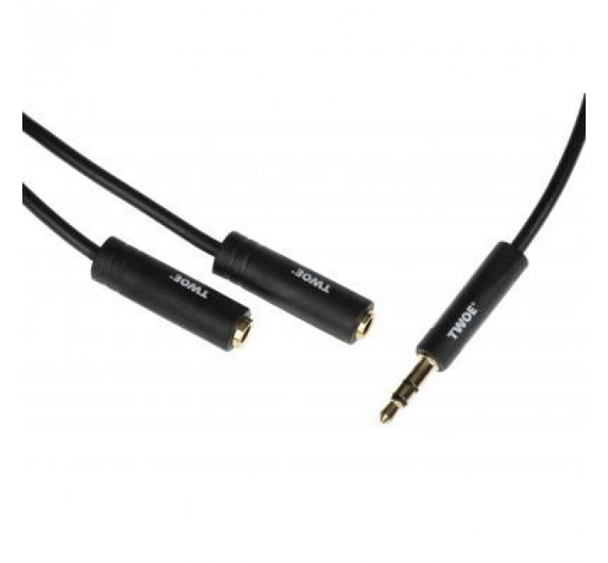 Кабель мультимедійний 3.5 мм jack(M) x 2(F), black, 0.15m 2E (2E-W9697)