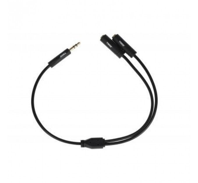 Кабель мультимедійний 3.5 мм jack(M) x 2(F), black, 0.15m 2E (2E-W9697)