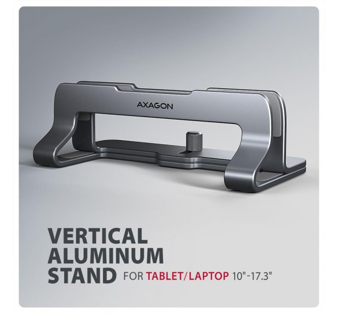 Вертикальна підставка для ноутбуків AXAGON STND-VG (розмір 10" – 17.3"), Сірий