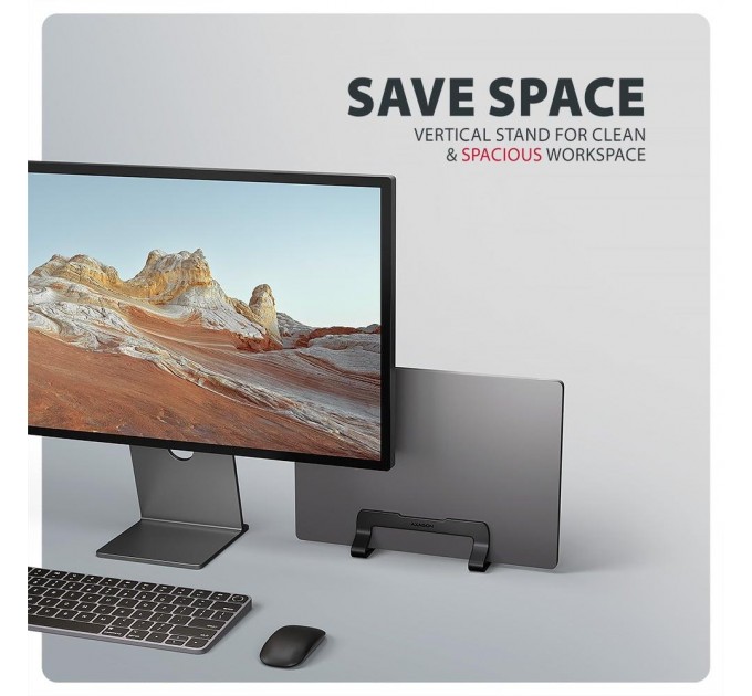 Вертикальна підставка для ноутбуків AXAGON STND-VB (розмір 10" – 17.3"), Чорний