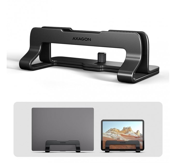 Вертикальна підставка для ноутбуків AXAGON STND-VB (розмір 10" – 17.3"), Чорний