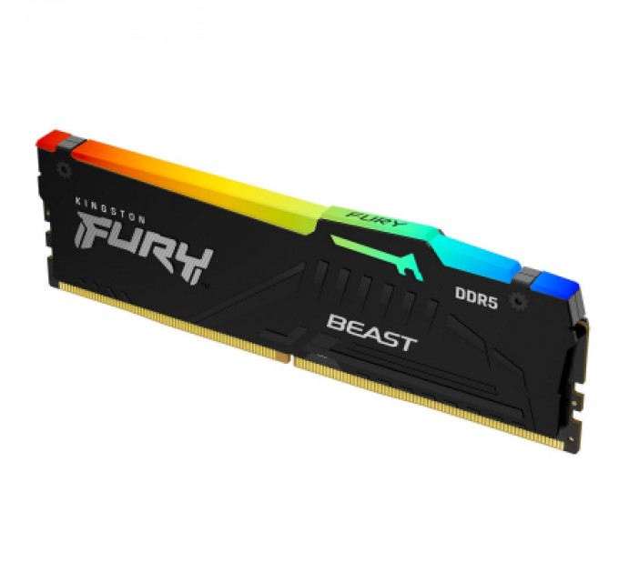 Kingston Fury (ex.HyperX) Модуль пам'яті для комп'ютера DDR5 16GB 5200 MHz Beast Black RGB Kingston Fury (ex.HyperX) (KF552C40BBA-16)