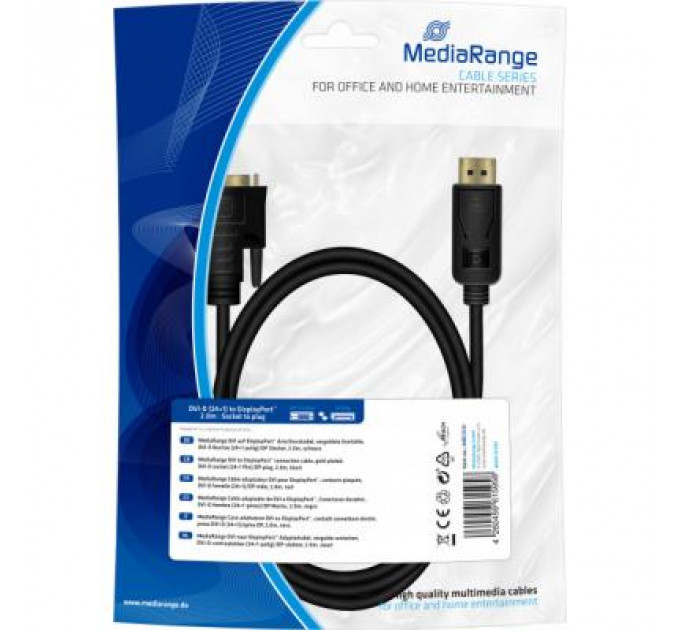Кабель мультимедійний DVI F to DisplayPort M 2.0m Mediarange (MRCS131)