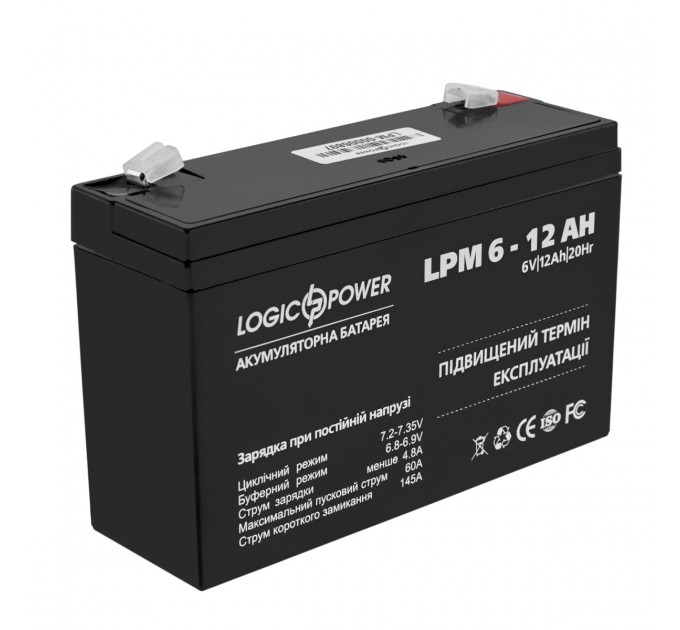 Акумуляторна батарея LogicPower LPM 6V 12AH (LPM 6 - 12 AH) AGM