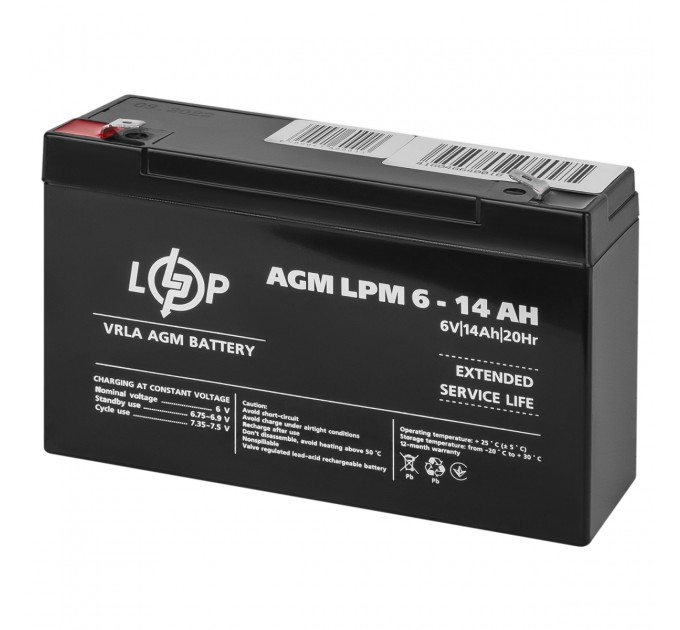 Акумуляторна батарея LogicPower LPM 6V 14AH (LPM 6 - 14 AH) AGM