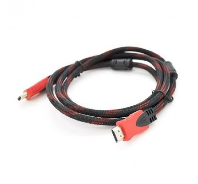 Кабель мультимедійний HDMI to HDMI 1.8m v1.4, OD-7.4mm Black/RED Merlion (YT-HDMI(M)/(M)NY/RD-1.8m)