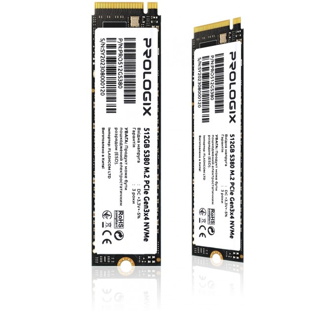 Накопичувач SSD  512GB Prologix S380 M.2 2280 PCIe 3.0 x4 NVMe 3D TLC (PRO512GS380)_Bulk