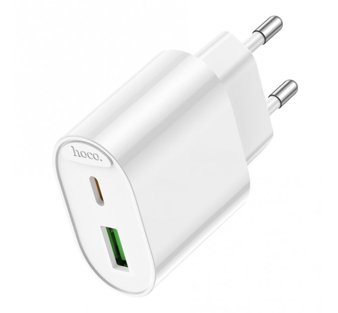 Мережевий зарядний пристрій Hoco C109A 1USB-C/1USB PD/QC 20W White (6942007656719)
