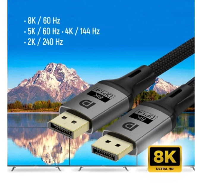 ColorWay Кабель мультимедійний DisplayPort M to DisplayPort M 1.5m V1.4 8K black ColorWay (CW-CBDP093-BK)