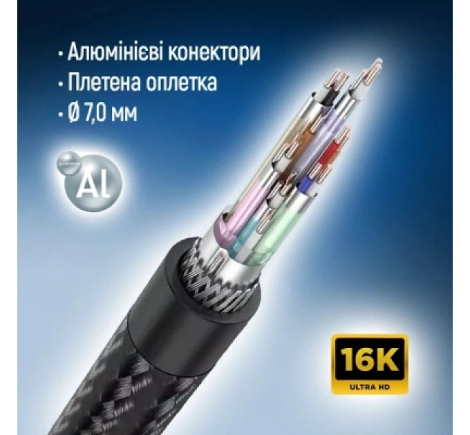 ColorWay Кабель мультимедійний DisplayPort M to DisplayPort M 1.5m V2.1 16K black ColorWay (CW-CBDP091-BK)