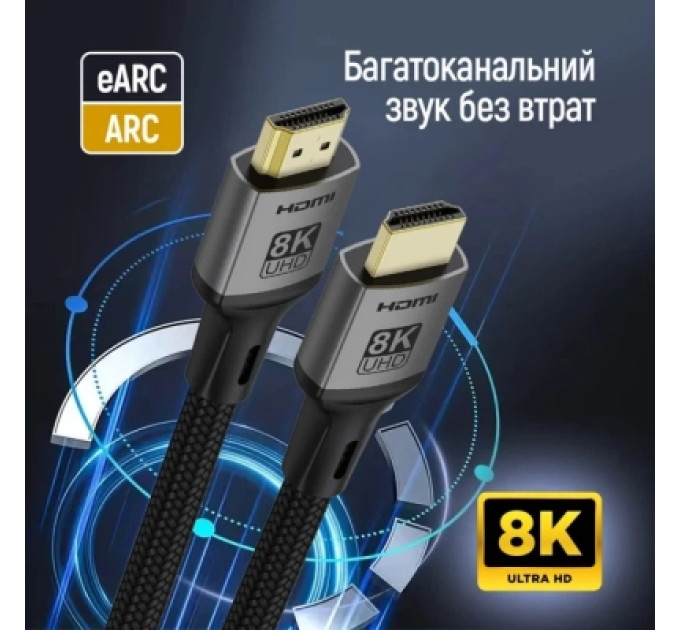 ColorWay Кабель мультимедійний HDMI M to HDMI M 2.0m V2.1 8K black ColorWay (CW-CBHD088-BK)