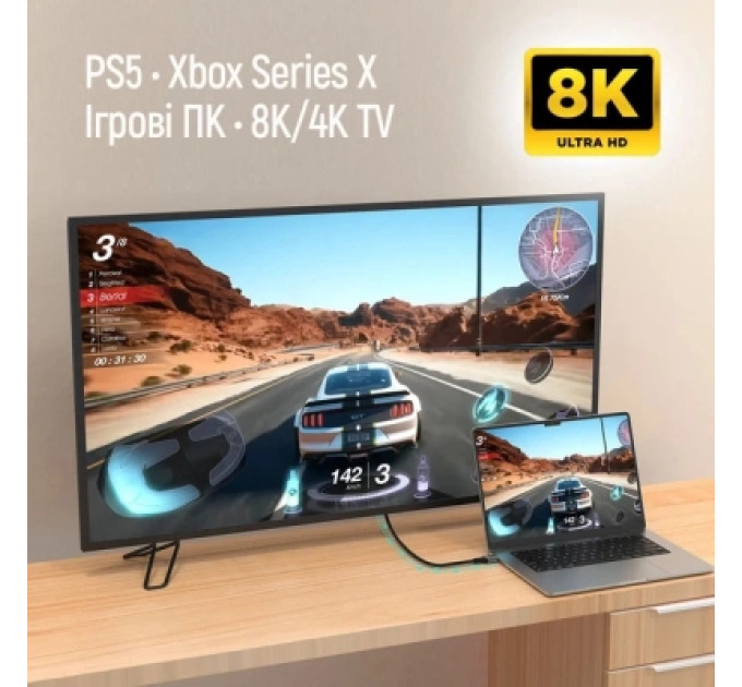 ColorWay Кабель мультимедійний HDMI M to HDMI M 3.0m V2.1 8K black ColorWay (CW-CBHD089-BK)
