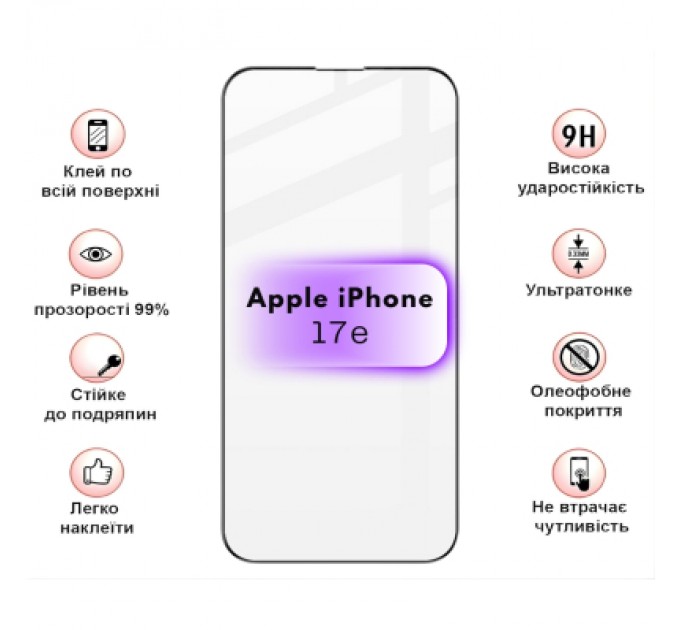 Скло захисне BeCover Apple iPhone 17e Black (715141)